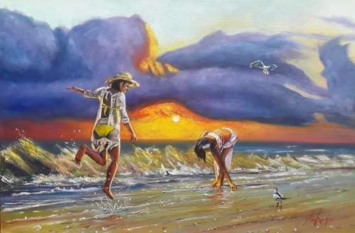 *** NICO LE ROUX oil on Stretched Canvas at a crazy R1 start *** 750mm x 500mm