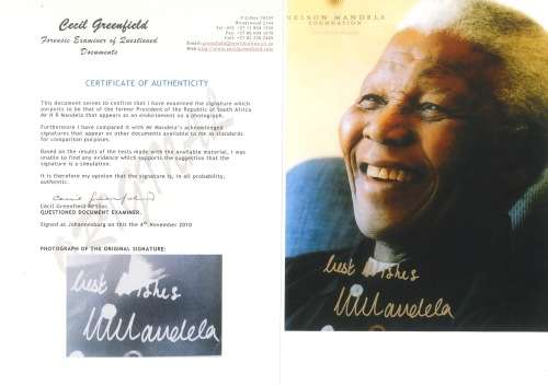 *** HAND SIGNED MANDELA PORTRAIT + CERTIFICATE of AUTHENTICITY ***