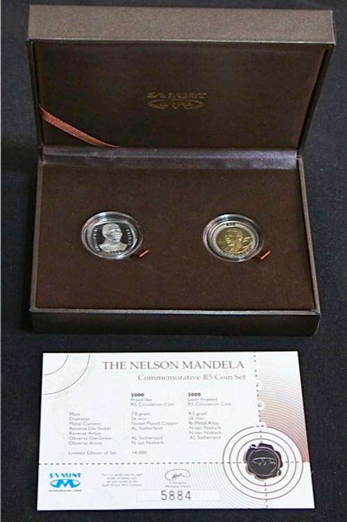 *** The Nelson Mandela Commemorative R5 Coin Set *** 10 sets Available! 9 Sealed.