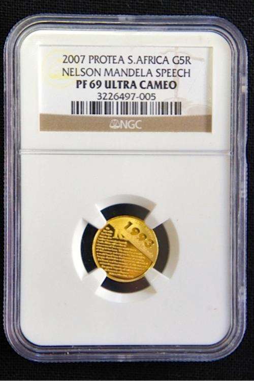 *** 2007 GOLD PROTEA NELSON MANDELA SPEECH 1/10 oz GOLD PF69 NGC *** 2 Available!