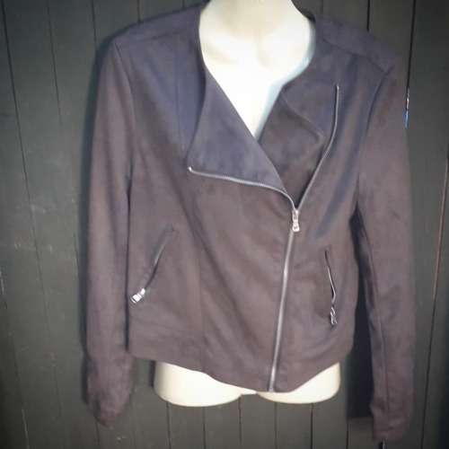 Merien Hall faux suede motojacket grey size 10