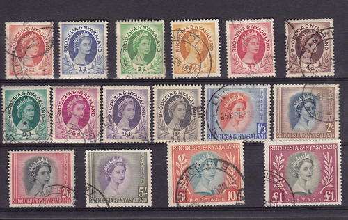 ***REDUCED FROM R300***RHODESIA  & NYASALAND 1954 COMPLETE SET INCL 10s & 1 POUND A GREAT BUY***