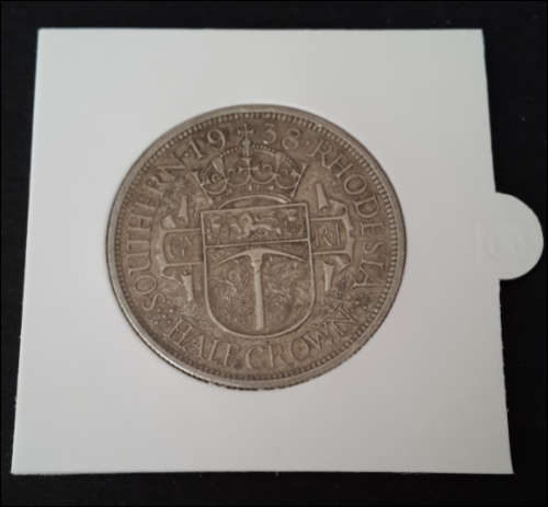 ***SUPERB ! STERLING SILVER SOUTHERN RHODESIA 1938 HALF CROWN GREAT CONDITION***