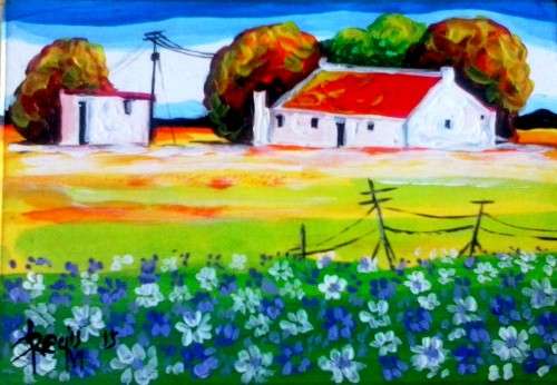 Beautiful miniature acrylic painting by artist Regis Manja titled- Cosmos II (check size)