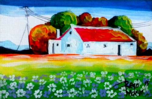 Beautiful miniature acrylic painting by artist Regis Manja titled- Cosmos (check size)