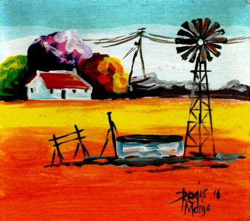 Beautiful acrylic painting by artist Regis Manja titled- Farm in Standerton