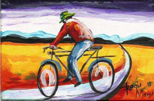 Beautiful miniature acrylic painting by artist Regis Manja titled- Ruan going home