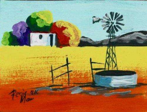 Beautifu acrylic painting by artist Regis Manje titled The Farm house