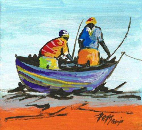 Beautifu acrylic painting by artist Regis Manje titled Fisherman I