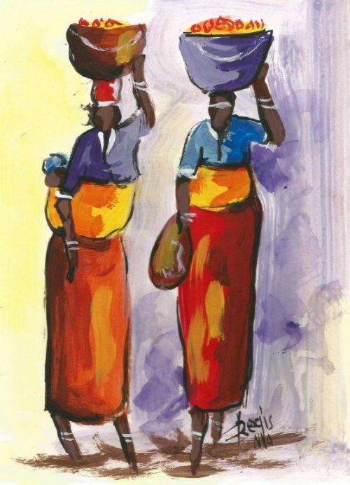 Beautiful acrylic painting by artist Regis Manje titled From the market III