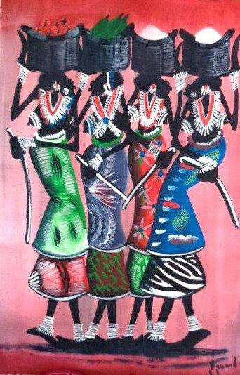 Wonderful detailed and imaginative work of artist John Howard imported from Malawi  (larger)