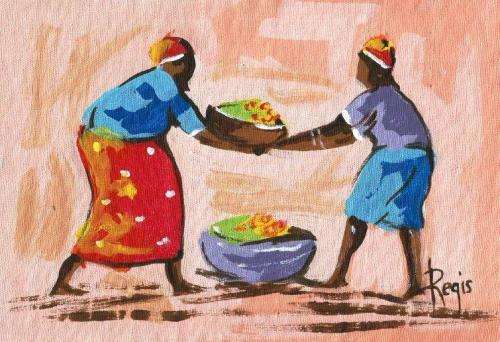 Beautifu acrylic painting by artist Regis Manje titled From the Field