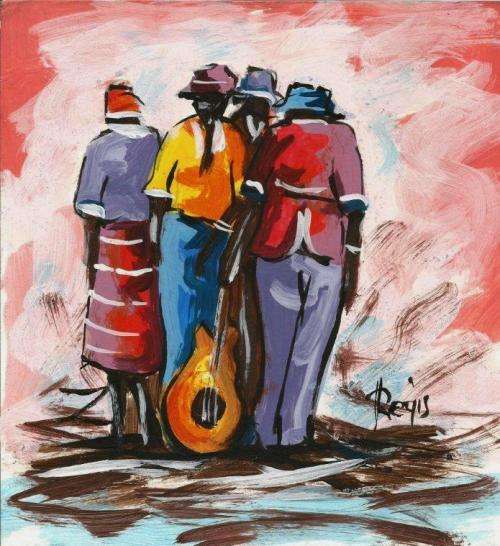 Beautiful acrylic painting by artist Regis Manja titled- Musicians II