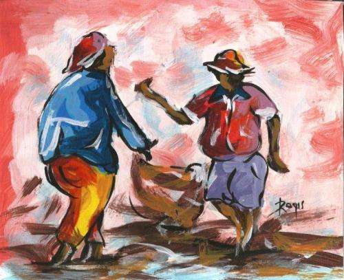 Beautiful acrylic painting by artist Regis Manja titled- Dancers