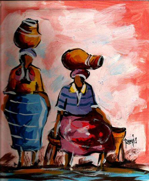 Beautiful acrylic painting by artist Regis Manja titled- Mpthers resting