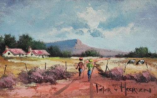 Original oil landscape by artist Pieter van Heerden