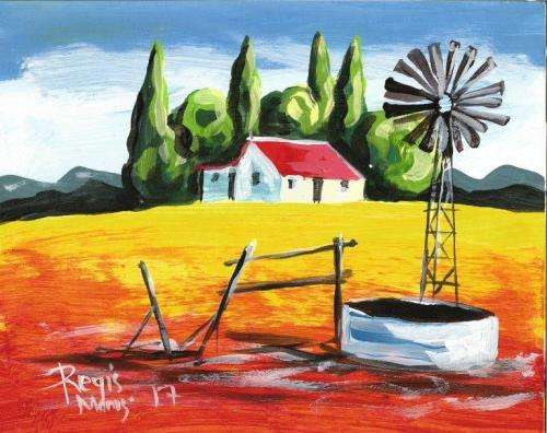Beautiful acrylic painting by artist Regis Manje titled Thabazimbi Farm II