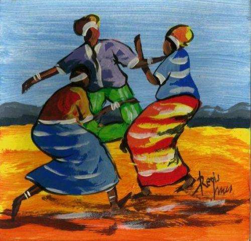 Beautiful acrylic painting by artist Regis Manje titled Dancers