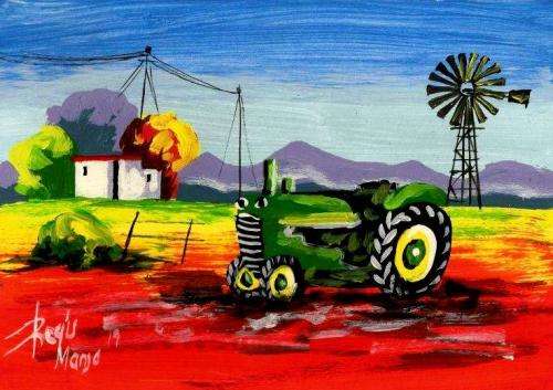 Beautiful acrylic painting by artist Regis Manje titled Farm in Polokwane