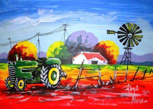 Magnificent painting by artist Regis Manje titled Farm in Carolina- Larger than normal