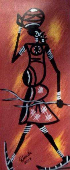 Beautiful painting by artist Rodrick Chadehumbe titled Rural woman