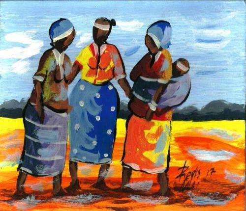 Wonderful painting by Regs Manje titled Gossipers