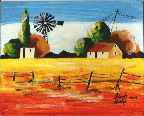 Wonderful painting by Regis Manje titledEvander farm