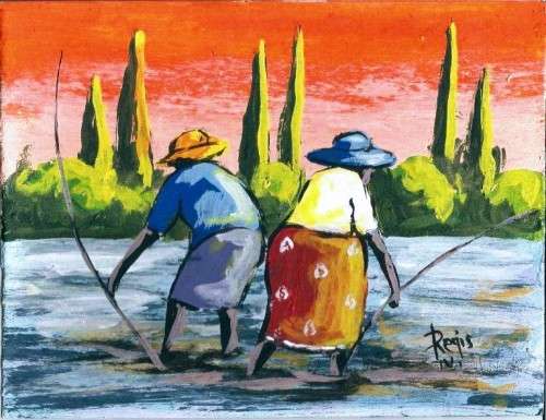 Beautiful painting by artist Regis Manje titled Fishing