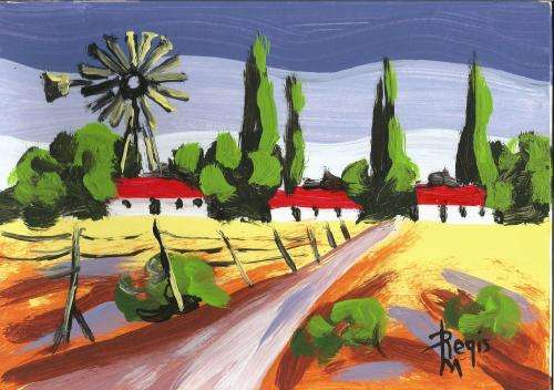 Beautiful painting by artist Regis Manje titled Eastern Cape farm