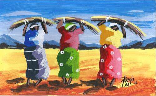 Beautiful painting by artist Regis Manje titled Harvesting