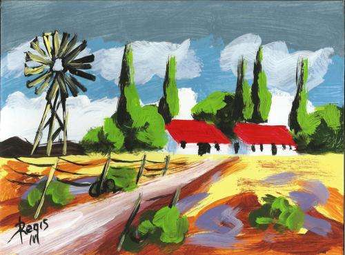 Beautiful painting by artist Regis Manje titled Hluhluwe farm