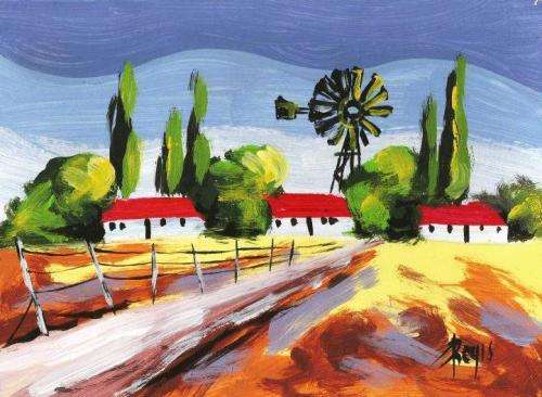 Beautiful painting by Regis Manje titled Old Farm house III