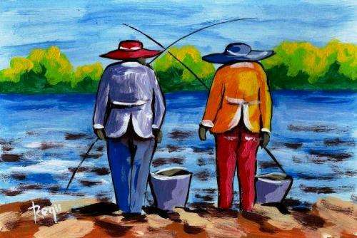 Beautiful painting by Regis Manje titled Fishing II