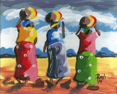 Beautiful acrylic painting by artist Regis Manje titled Working