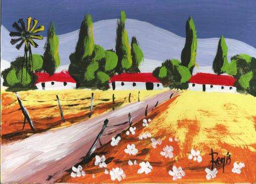 Beautiful acrylic painting by artist Regis Manje titled Secunda Farm