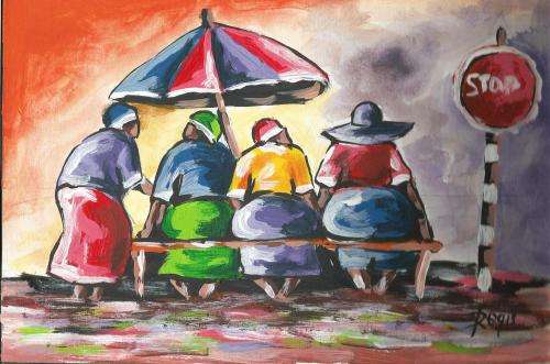 Beautiful acrylic painting by artist Regis Manje titled Waiting