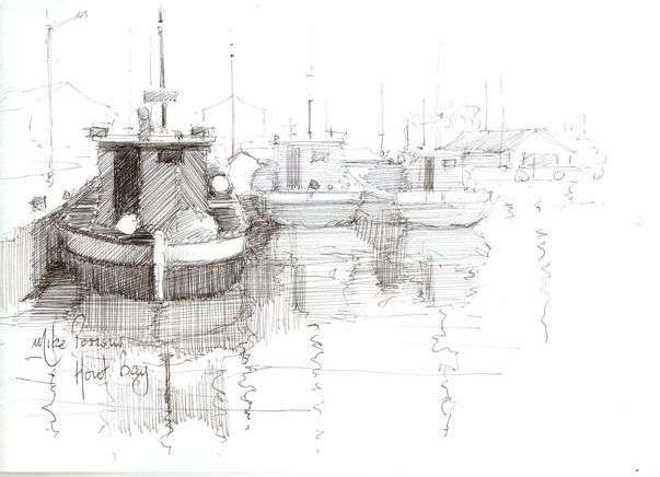 Original Mike Parsons Pen sketch-Titled Houtbay II