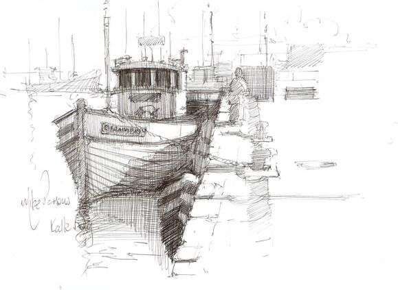 Original Mike Parsons Pen sketch-Titled Kalkbay II