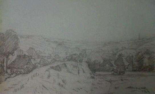 Original Signed Pencil drawing by famous artist Otto Klar