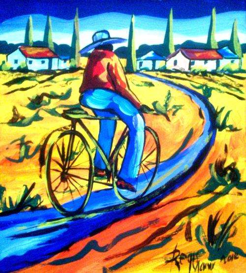 Beautiful acrylic painting by artist Regis Manja titled- The Ride