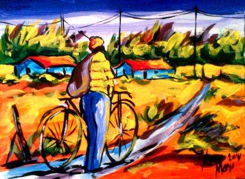 Beautiful acrylic painting by artist Regis Manja titled- Going HomeVII