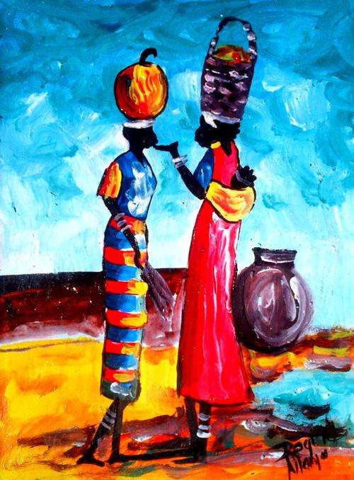 Beautiful acrylic painting by artist Regis Manja titled- Conversations