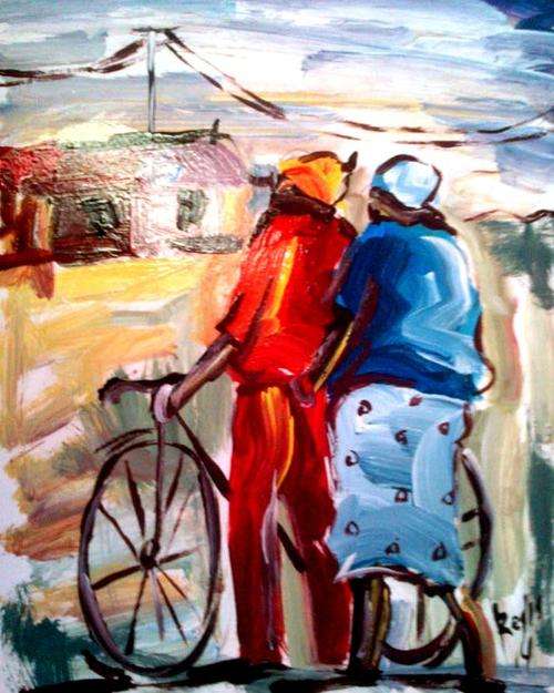 Beautiful acrylic painting by artist Regis Manja titled- Township living no2