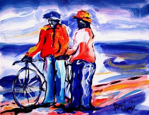 Beautiful acrylic painting by artist Regis Manja titled- The Friends