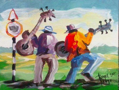Beautiful acrylic painting by artist Regis Manja titled- Woza Friday