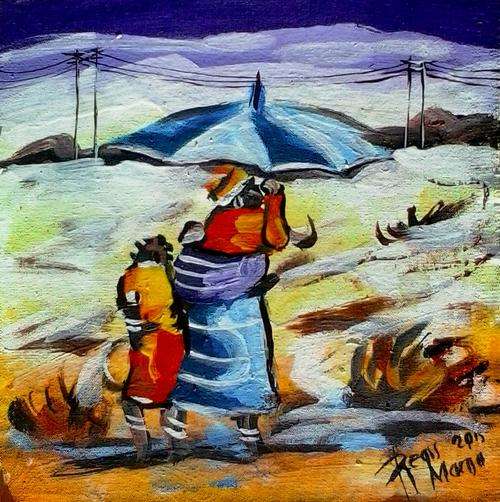 Beautiful acrylic painting by artist Regis Manja titled- Going home