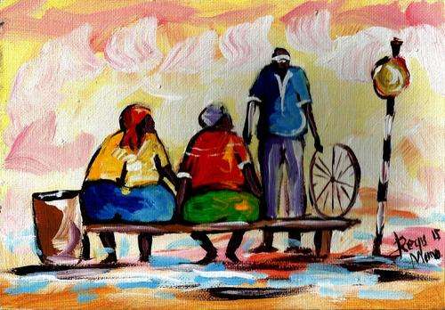 Beautiful acrylic painting by artist Regis Manja titled- Waiting