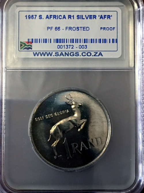 $$$ 1967 SILVER R1 "AFRIKAANS" PF66 "FROSTED" This is EXTREMELY scares !!! $$$