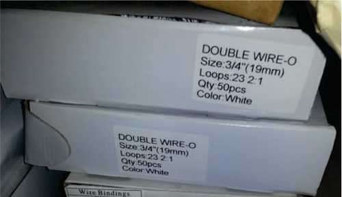 DOUBLE WIRE-O Binding Wire. Size 3/4" (19mm).  Loops: 23; Pitch: 2:1; (175 Sheets)(50Pack)(White)