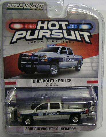 Greenlight Diecast Model Car Hot Pursuit Police Series Chevy Chevrolet Silverado Pickup 2015 USA Pol